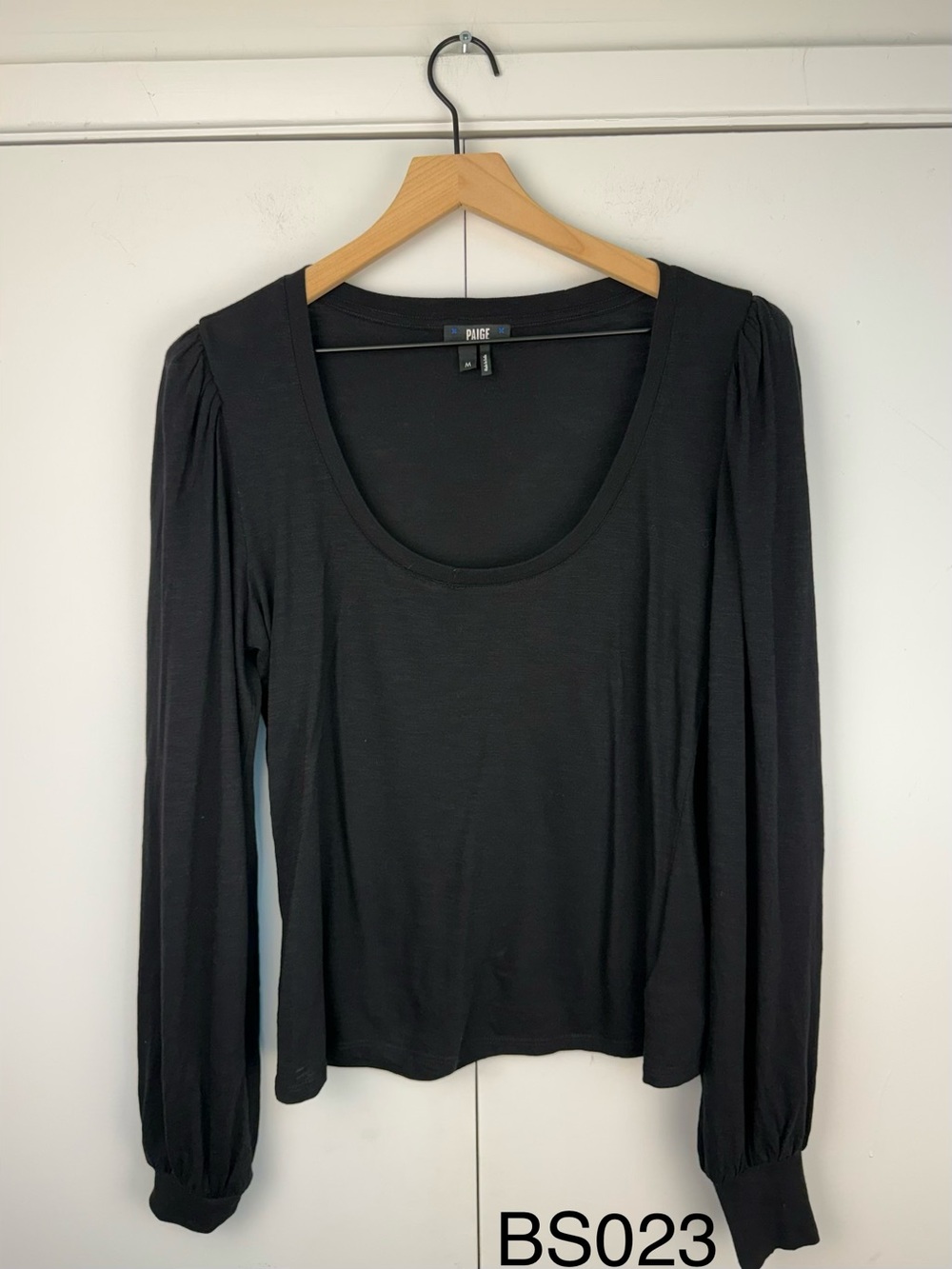 PAIGE Sylvie Puff Sleeve Tee Faded Black Size M